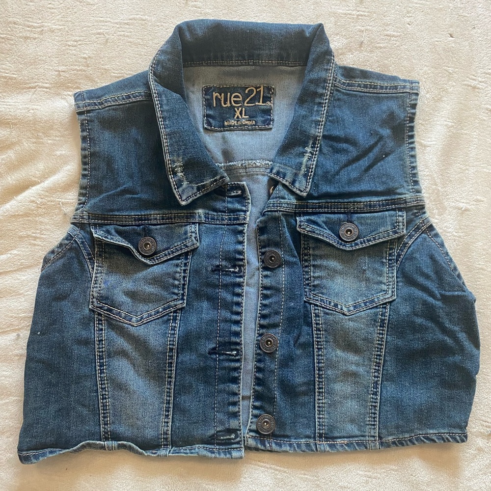 Rue21 Blue Denim Crop Vest